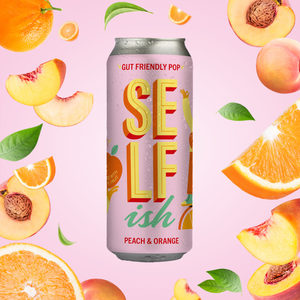 SELFISH Gut Friendly Pop, Peach & Orange 12 x 330ml Cans - Flavour Peach & Orange